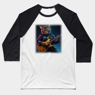 Rockstar Cat Guitar Baseball T-Shirt